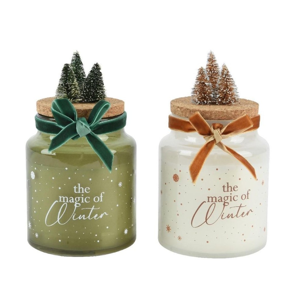 CANDELA VETRO H.10CM. NATALIZIA 2 ASSORTITI